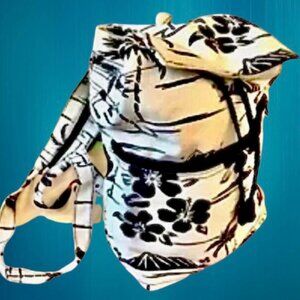 Canvas Floral Sling Shoulder Bag OR Backpack Compact Small